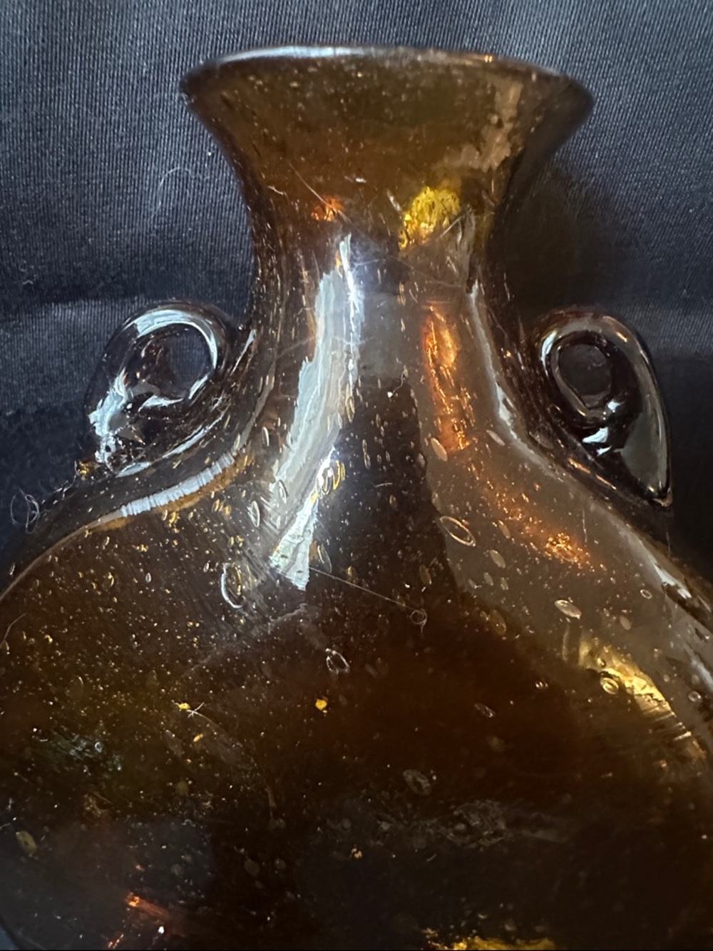 Handblown Amber Vintage hanging wall art/vase - Picture 2 of 7